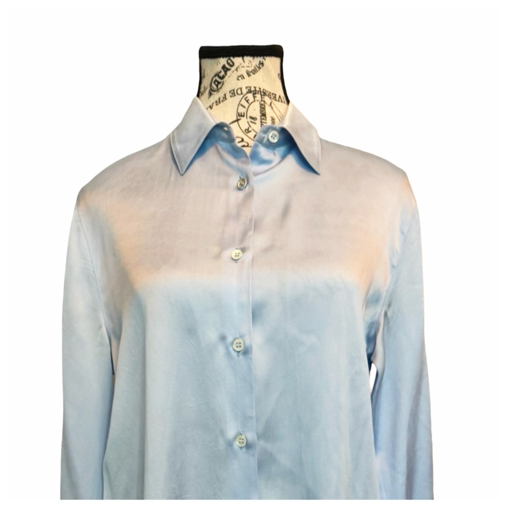 Armani Collezioni Silk Button Down Shirt. Light Blue. Size 6 - Picture 6 of 9